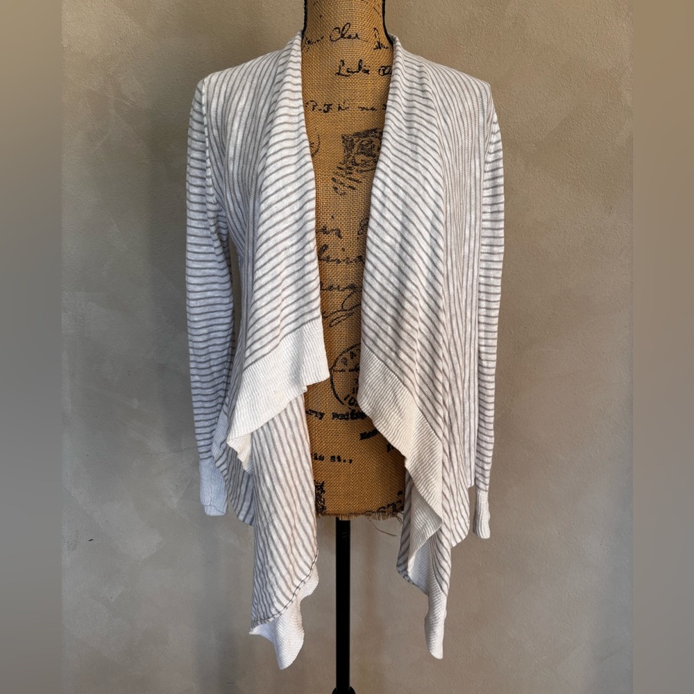 Eileen Fisher linen cotton striped cardigan
